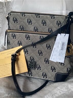 Dooney & Bourke Black and Cream Monogram Logo Tote